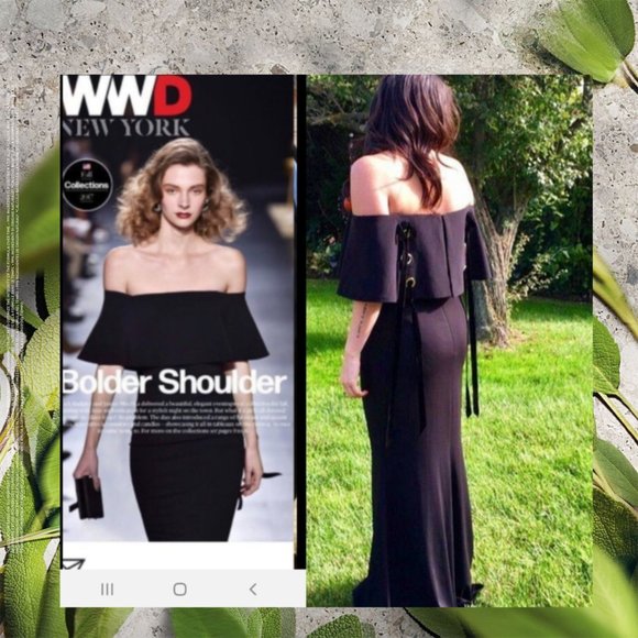 Badgley Mischka Dresses & Skirts - $890 BADGLEY MISCHKA Black Off the shoulder Gown 8